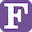 Capital F in Purple Square
